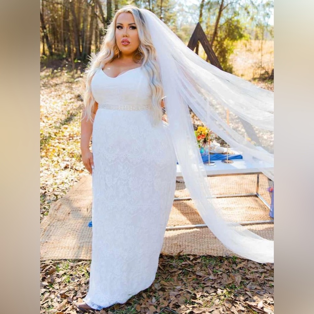 lace patterned wedding dress white new with tags